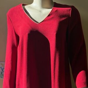 Gold Trim Neckline Gerard Darel Paris Classic Red Dress size 38/Small/6
